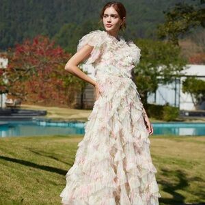 Pink Cap Sleeve Maxi Dress